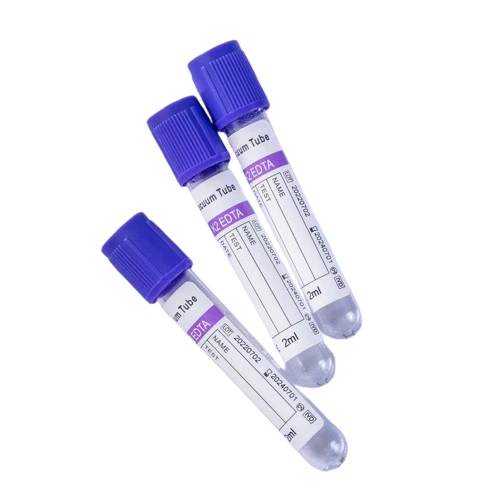 Tube de sang EDTA avec couvercle arrière, capuchon violet